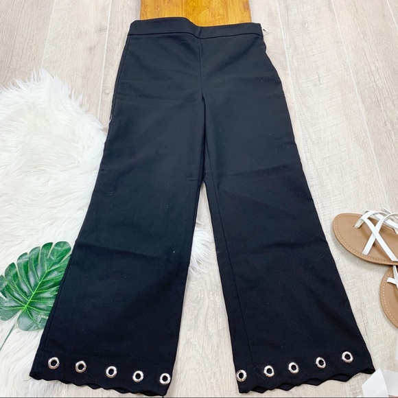 Zara Pants - Zara Woman Black Grommet Flare Hem Pants D1377